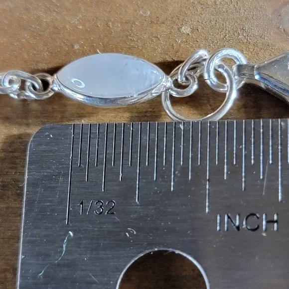 Native Rainbow Moonstone Gemstone Bracelet 7 Inch Sterling Silver 925 Boho Gypsy - Picture 4 of 6